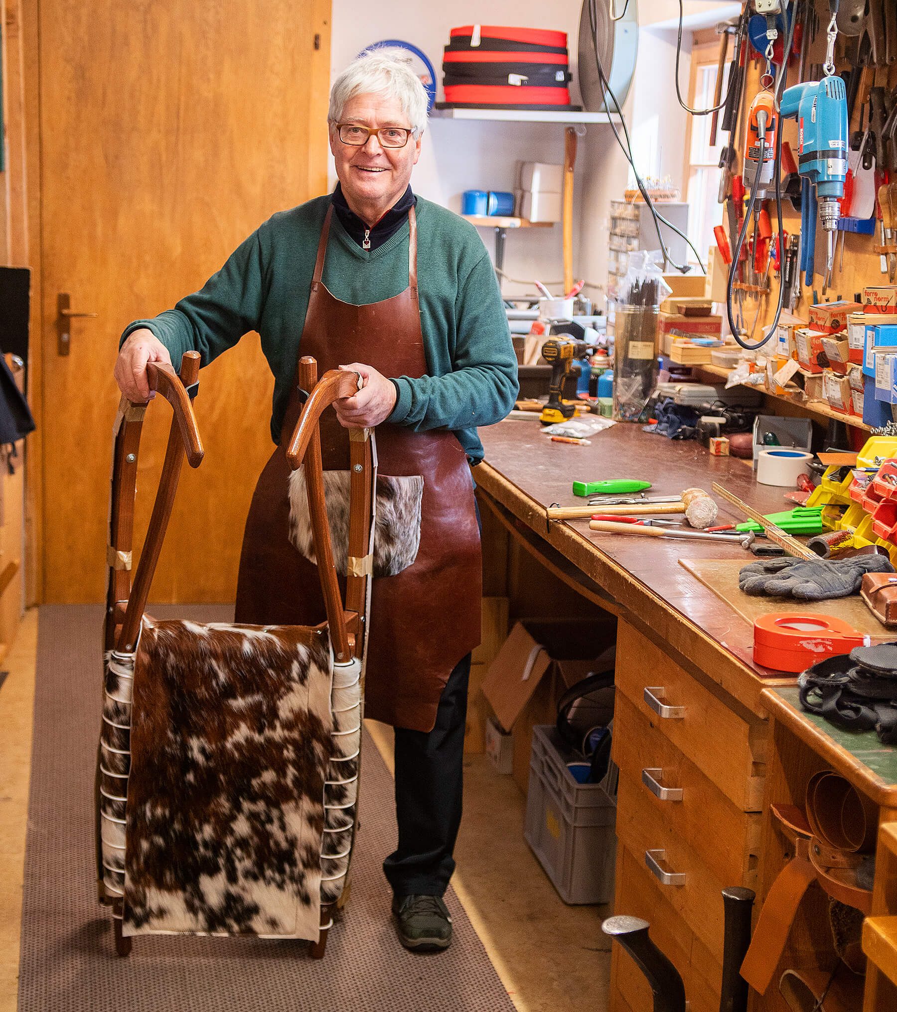 Bergüner Rodel Senior Mark Fellrodel Werkstatt