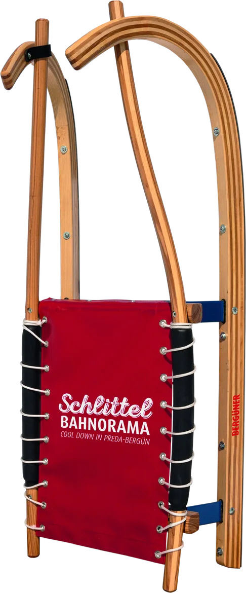 Roter Bergüner Rennrodel – Schlittenvermietung Preda-Bergün